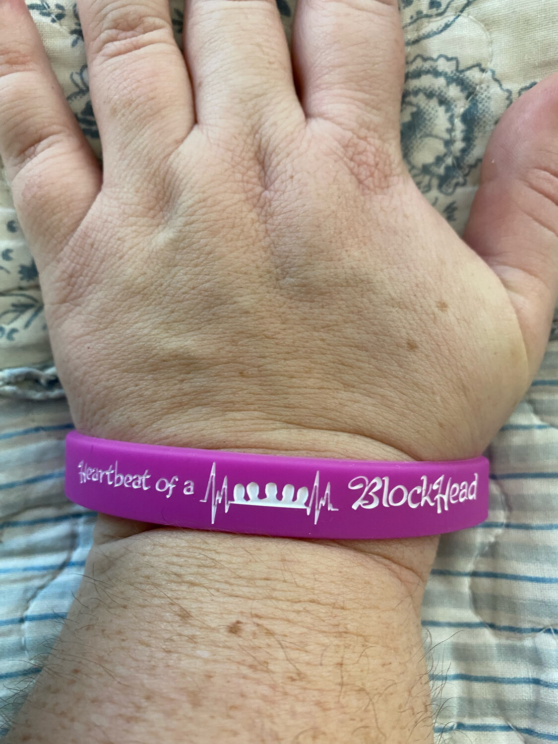 Heartbeat Of A Blockhead Wristbands (Purple Colour &amp; White Text)