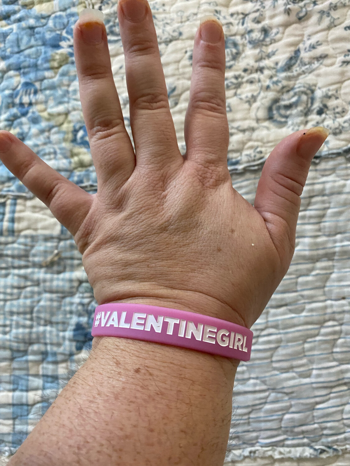 #VALENTINEGIRL Wristbands (Pink Wristband &amp; White Text)