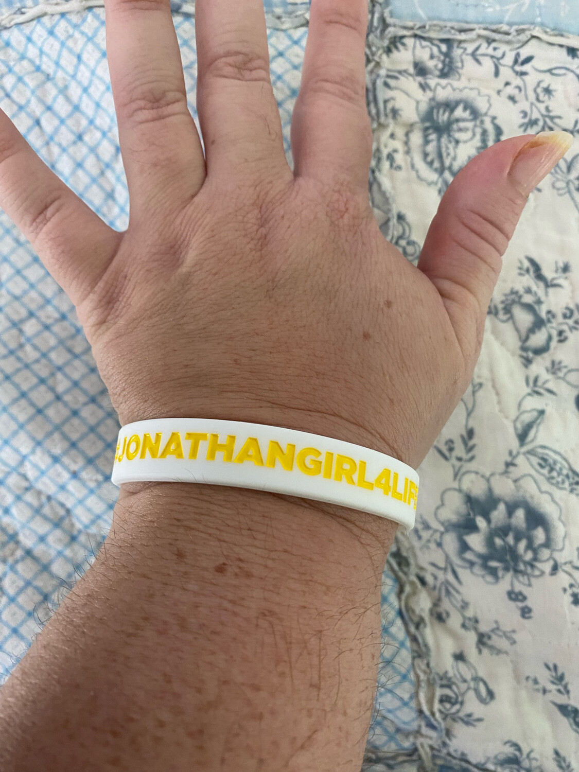  #JONATHANGIRL4LIFE Wristbands White Colour &amp; Yellow Text 
