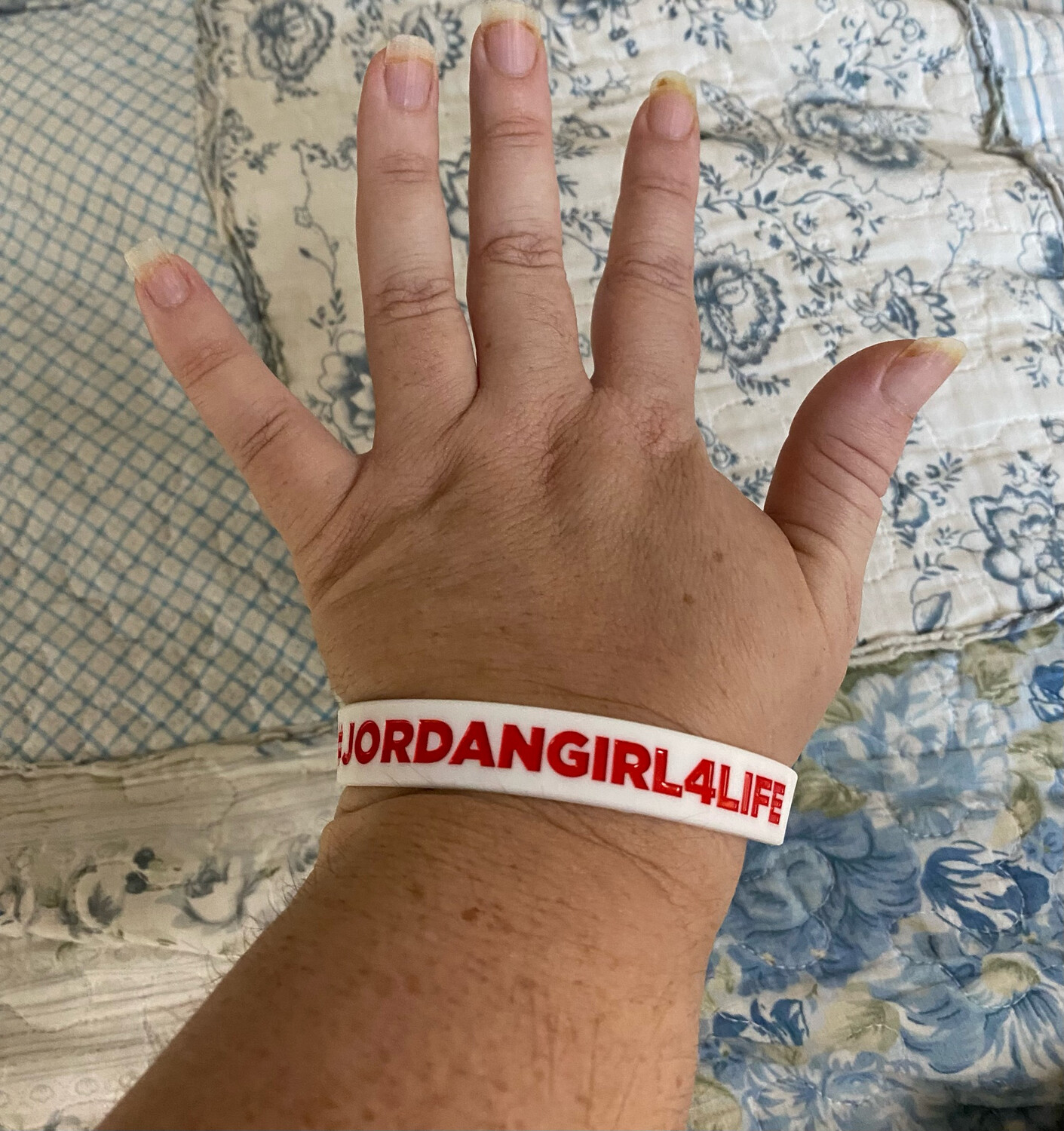  #JORDANGIRL4LIFE Wristbands White Wristbands &amp; Red Text 
