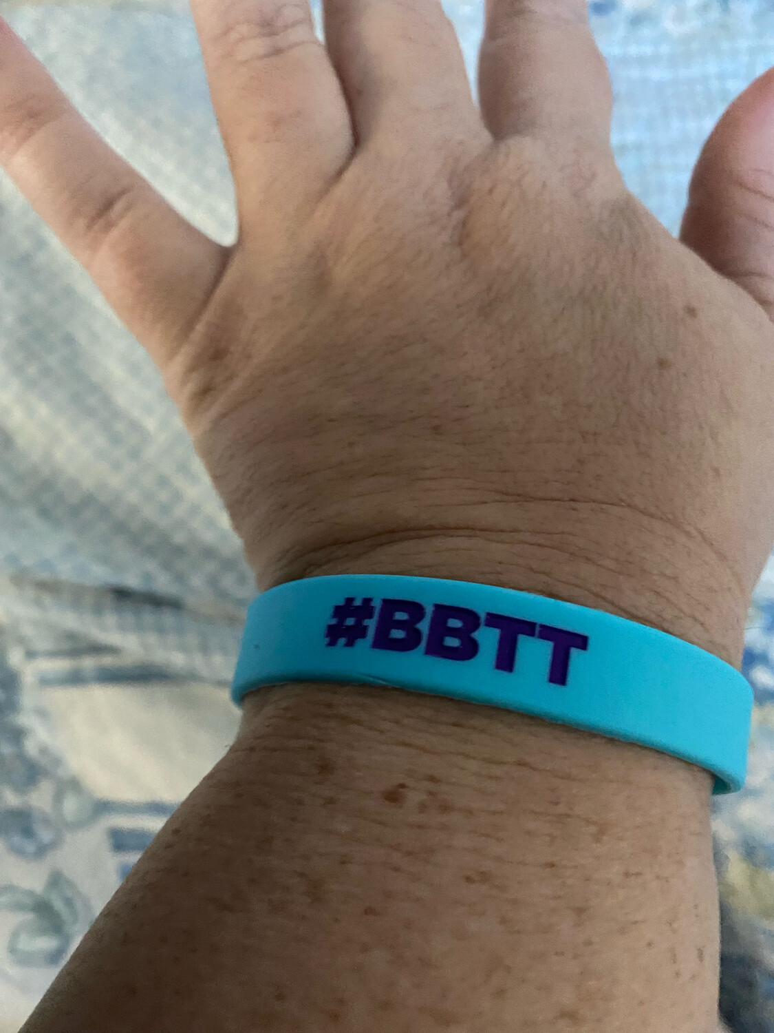 #BBTT Wristbands Turquoise Colour &amp; Purple Text