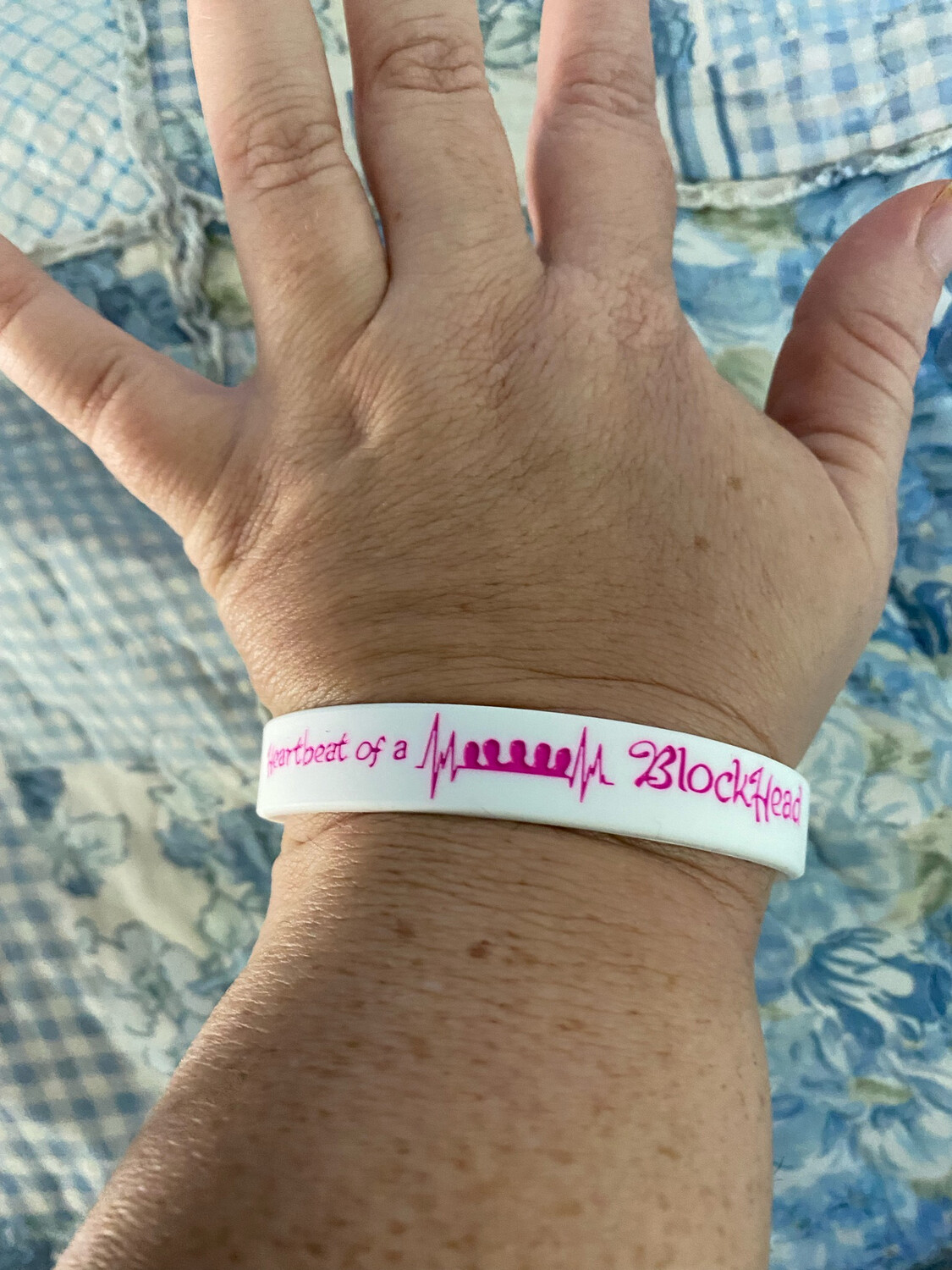  Heartbeat of a Blockhead Wristbands In White Colour &amp; Purple Text 