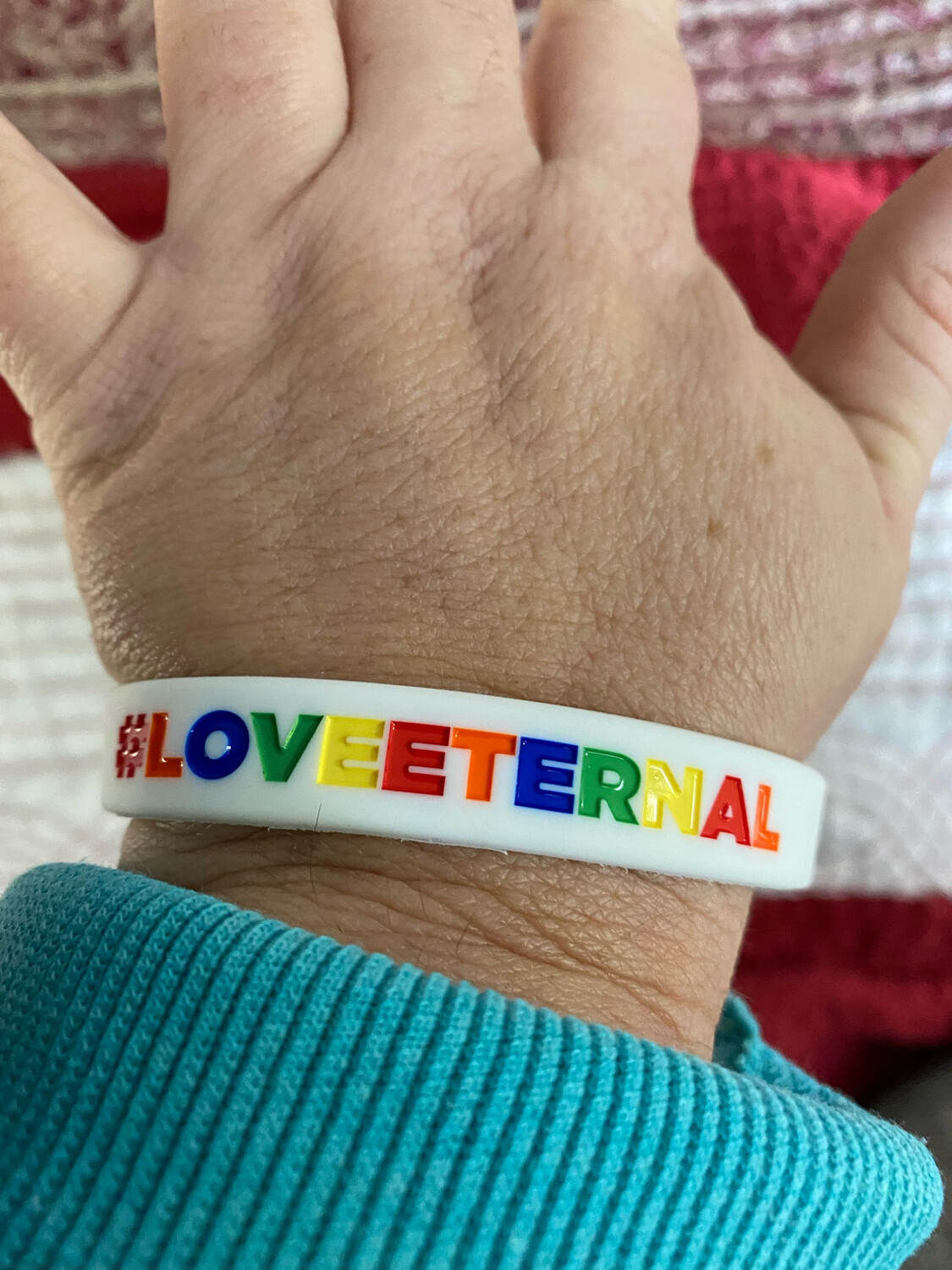#LOVEETERNAL Wristbands White Colour &amp; Red,Orange,Blue,Green &amp; Yellow Text