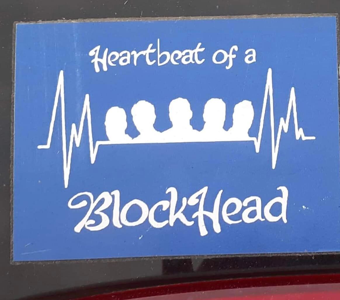 Heartbeat Of A Blockhead Bumper Stickers (Blue Colour &amp; White Text)