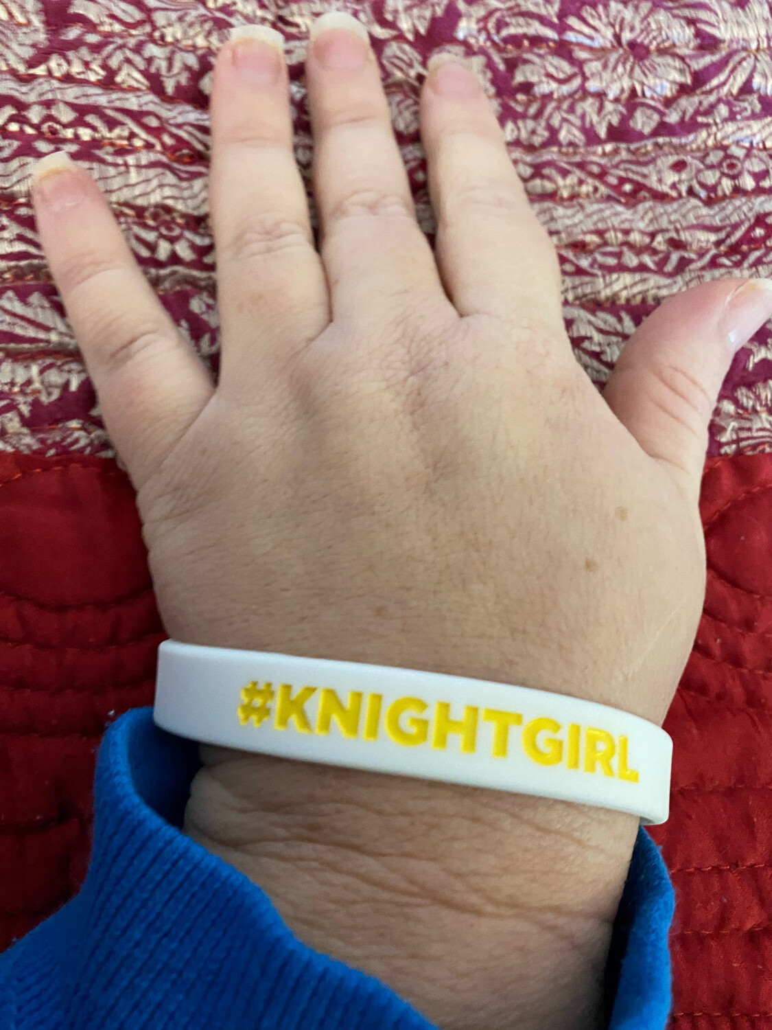  #KNIGHTGIRL Wristbands White Colour &amp; Yellow Text