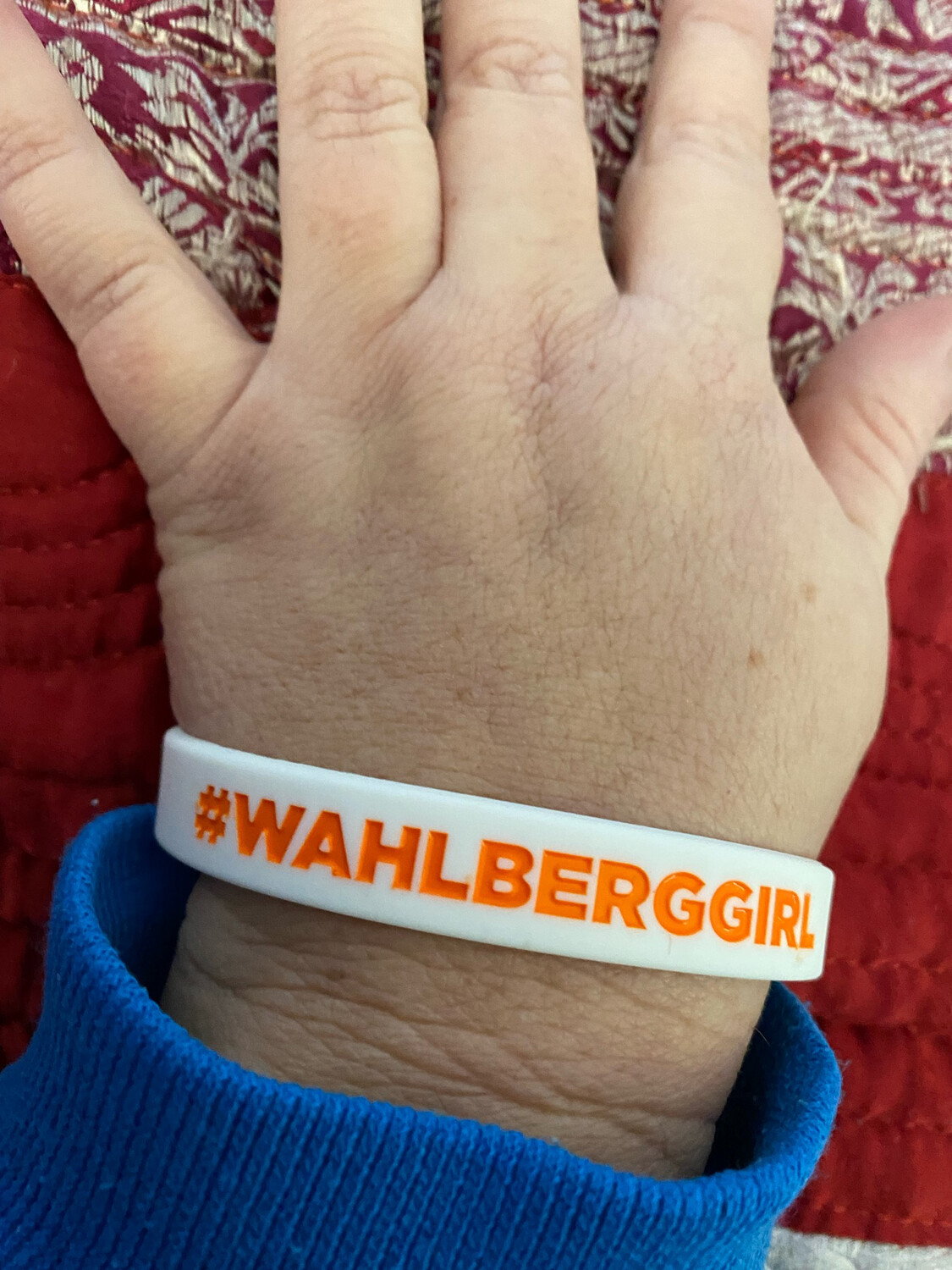  #WAHLBERGGIRL Wristbands White Colour &amp; Orange Text