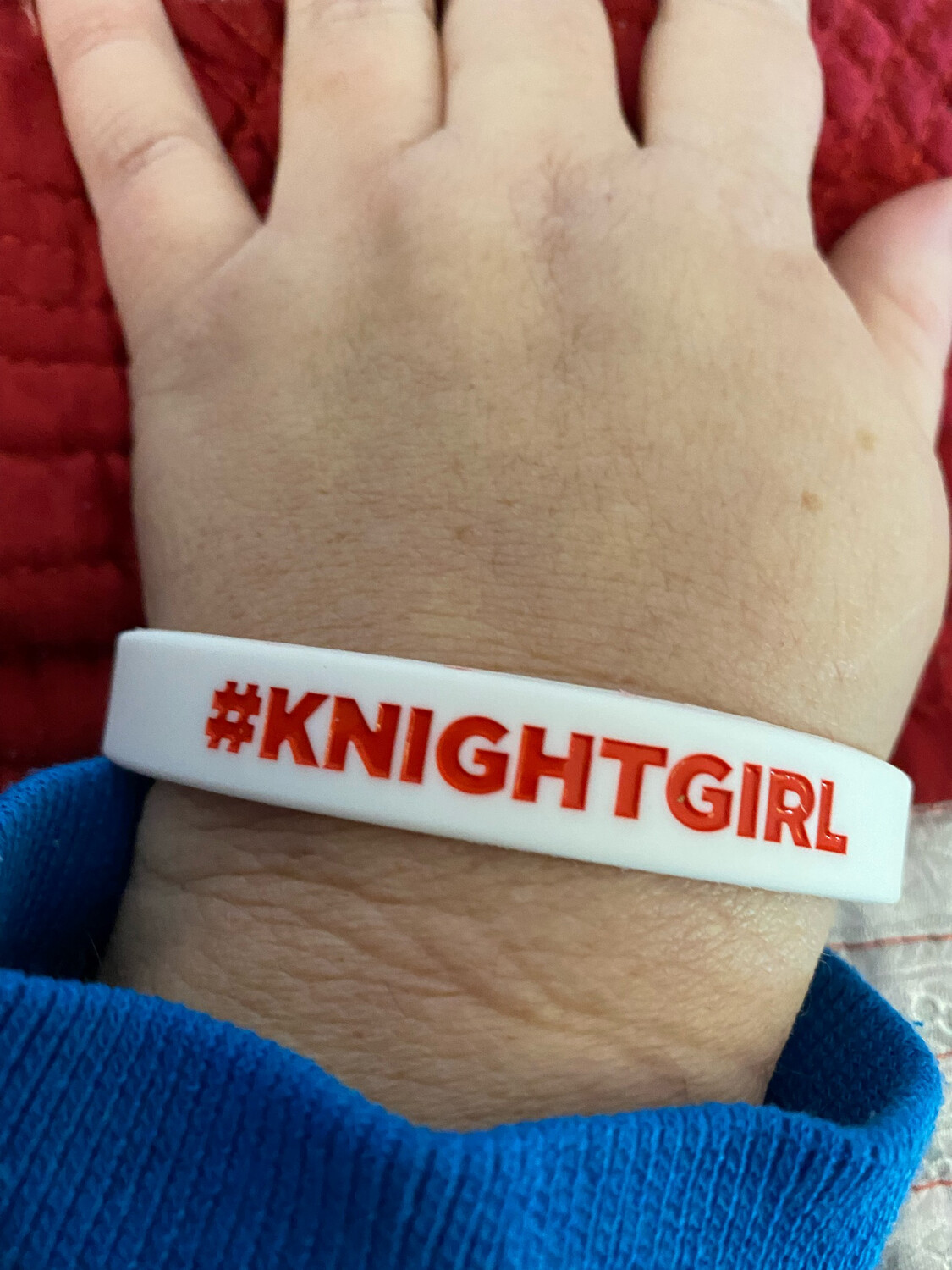  #KNIGHTGIRL Wristbands White Colour &amp; Red Text