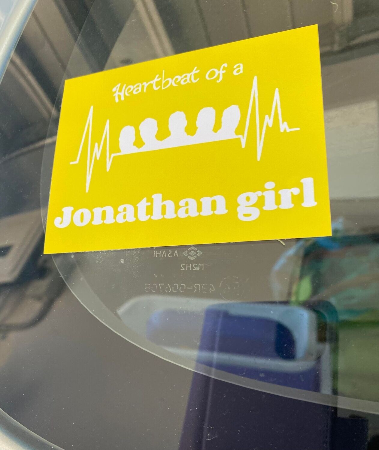  Heartbeat of a Jonathan girl Bumper Stickers Yellow Colour &amp; White Text