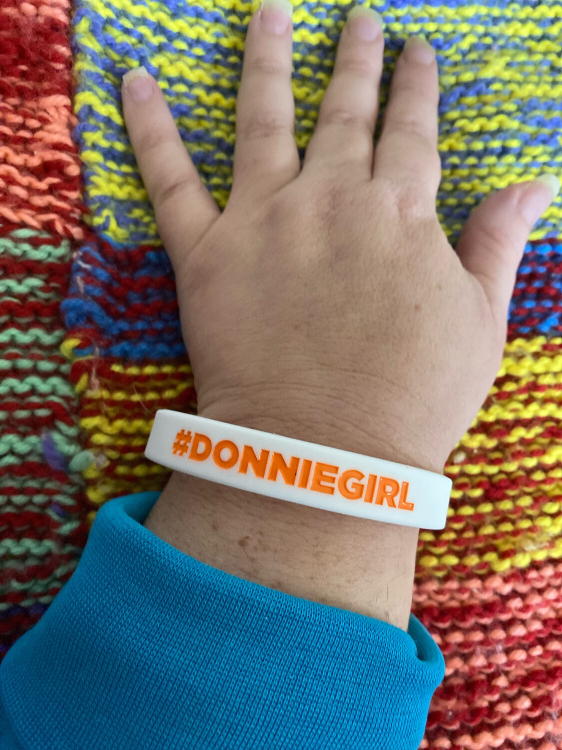  #DONNIEGIRL Wristbands White Colour &amp; Orange Text