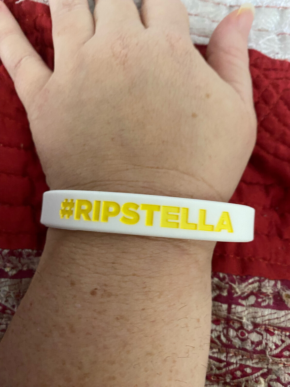 #RIPSTELLA Wristbands White Colour &amp; Yellow Text 