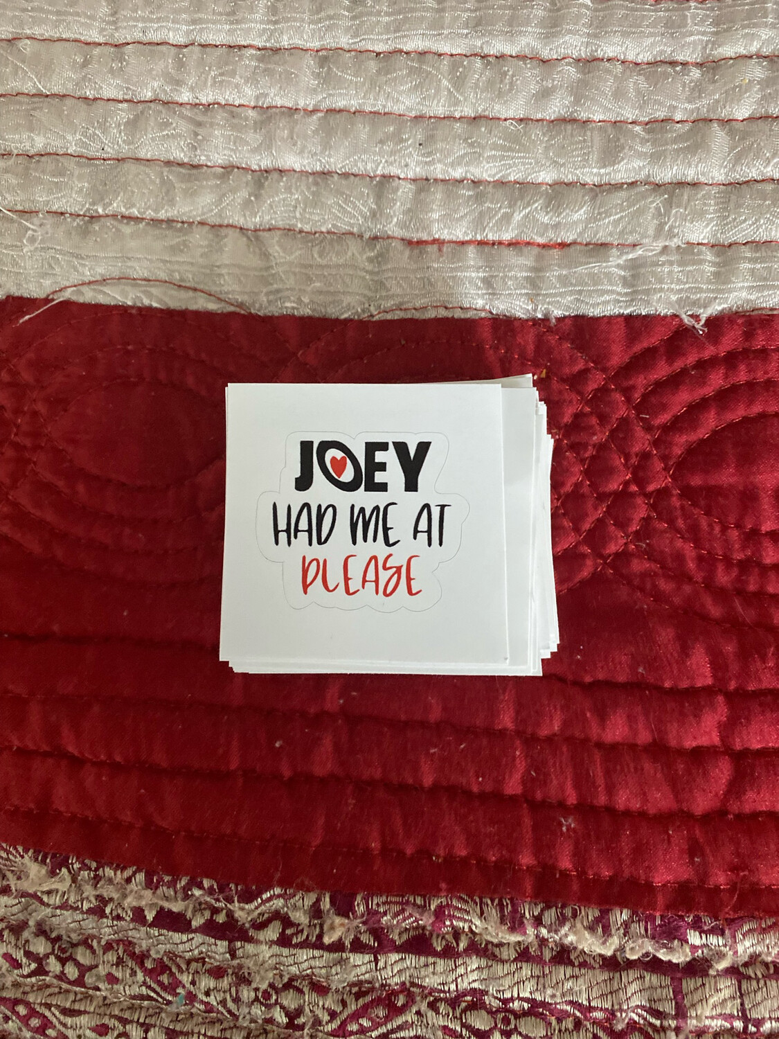 JOEY HAD ME AT PLEASE Bumper Stickers