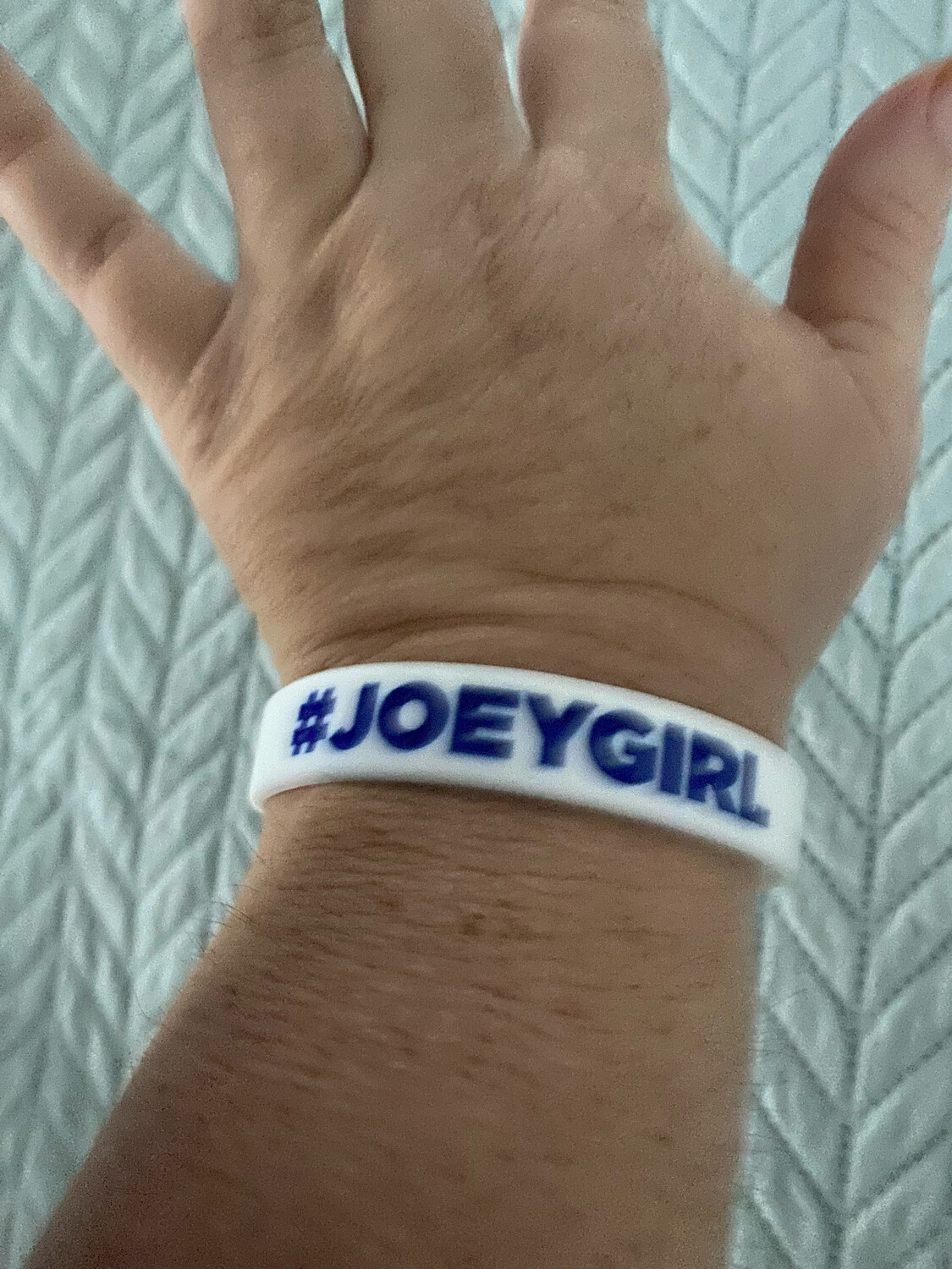 #JOEYGIRL Wristbands White Colour &amp; Blue Text