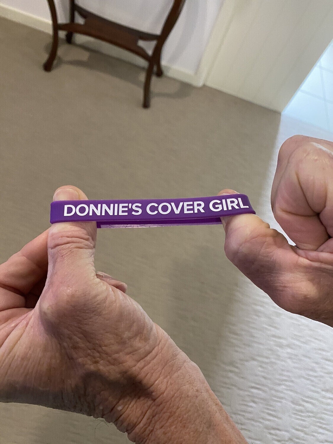 DONNIE&#39;S COVER GIRL Wristbands Purple Colour &amp; White Text
