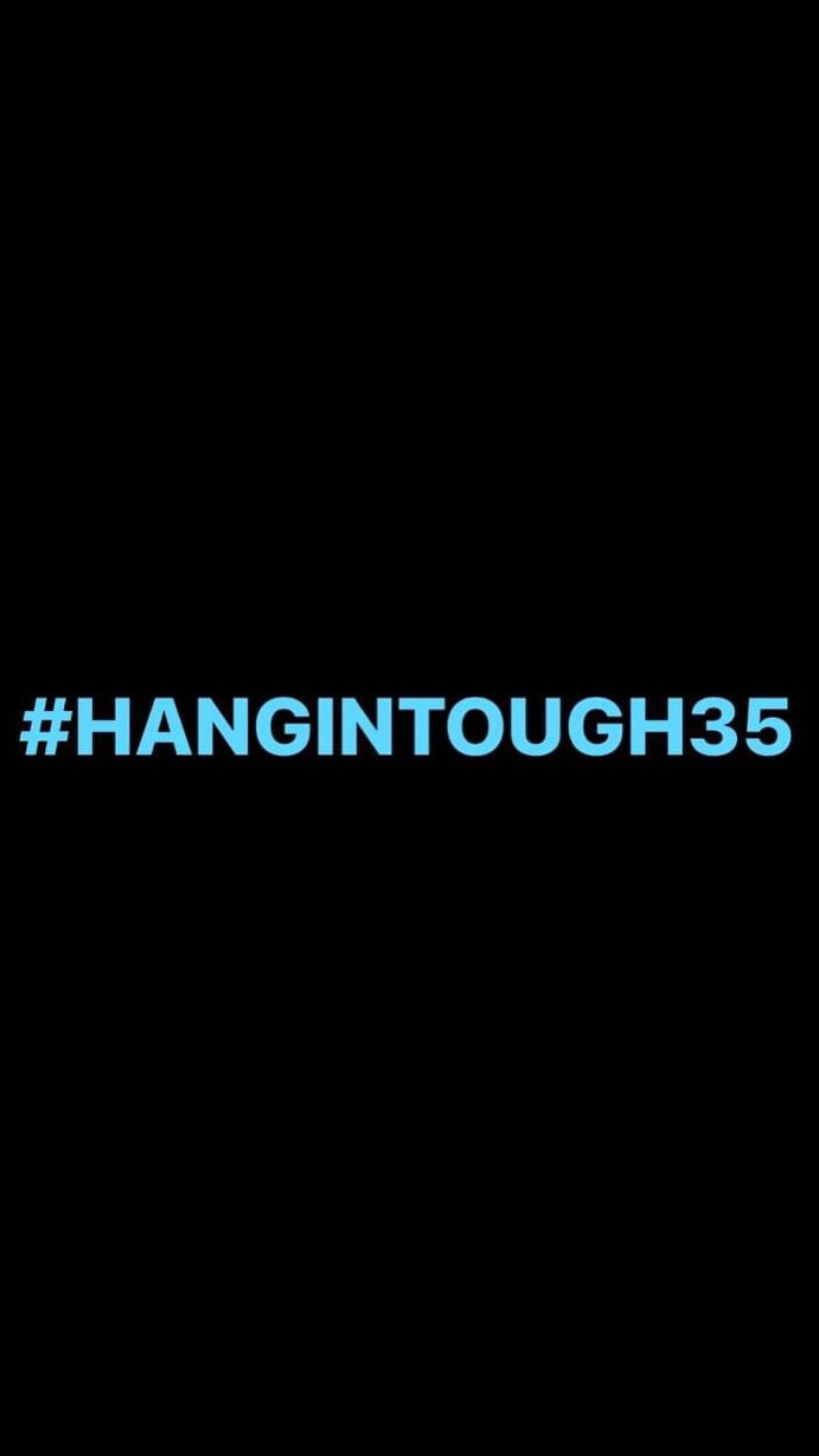 Pre-Order #HANGINTOUGH35 Wristbands (Blue Text)