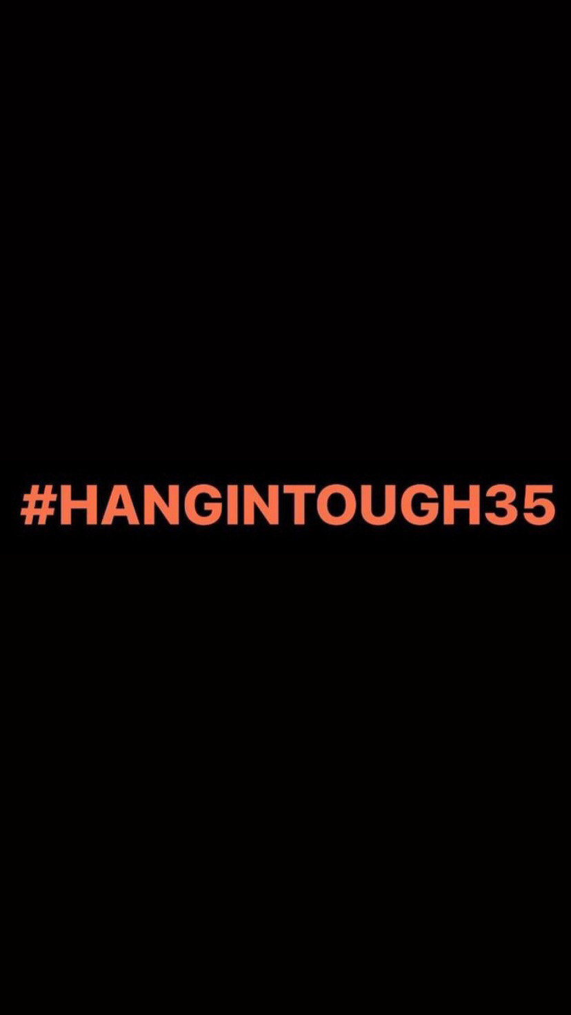 Pre-Order #HANGINTOUGH35 Wristbands (Orange Text)
