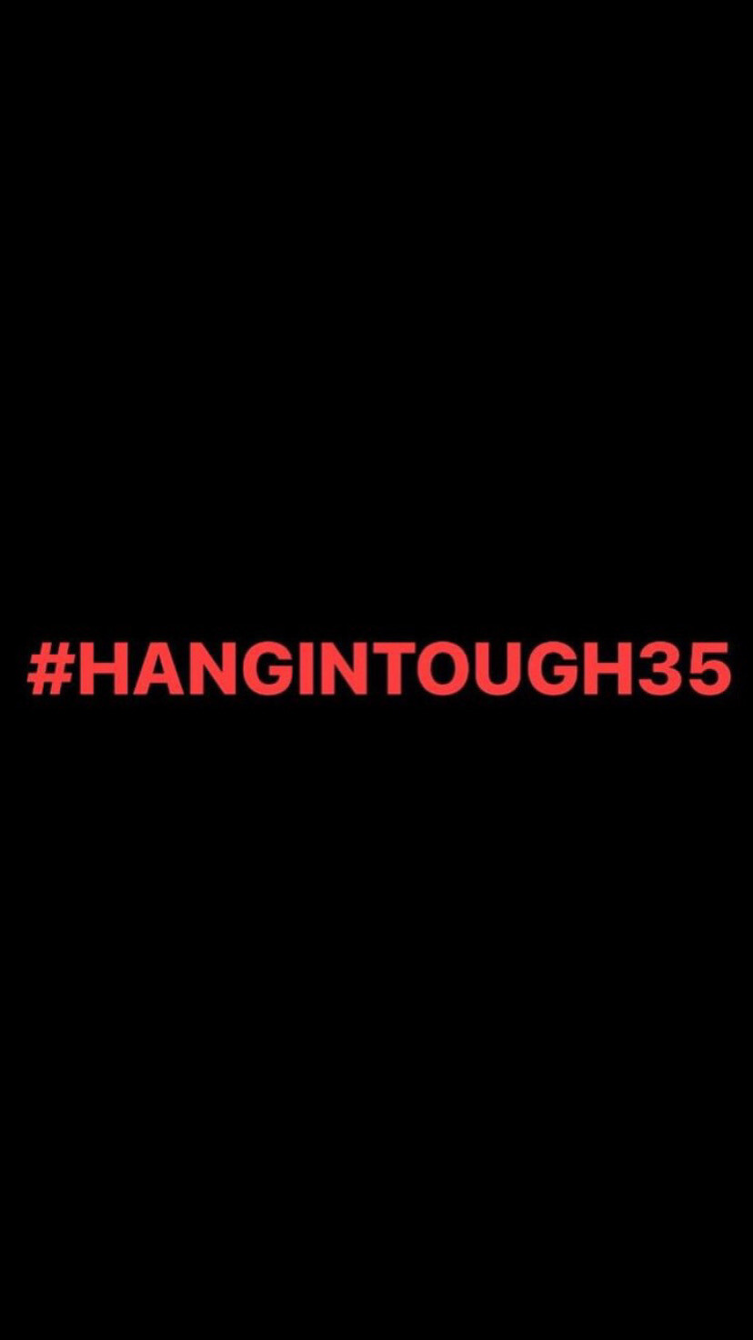 Pre-Order #HANGINTOUGH35 Wristbands (Red Text)