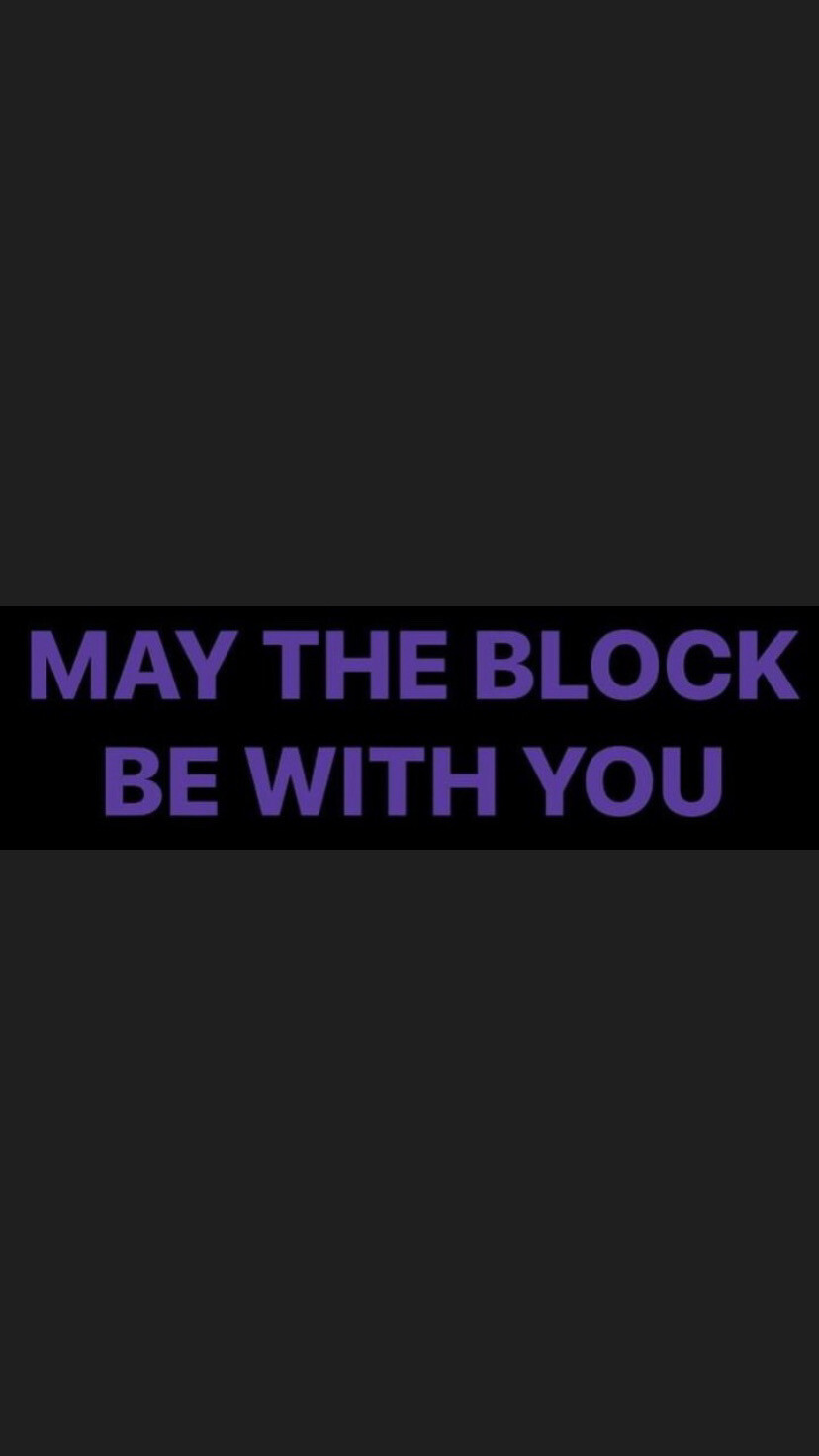 Pre-Order MAY THE BLOCK BE WITH YOU Wristbands (Purple Text)