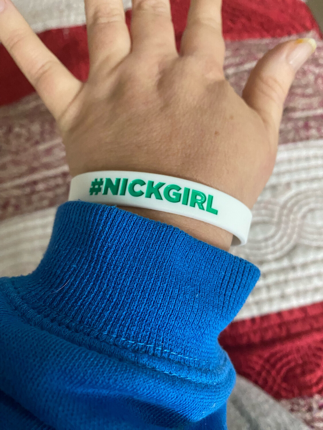 #NICKGIRL Wristbands White Colour &amp; Green Text