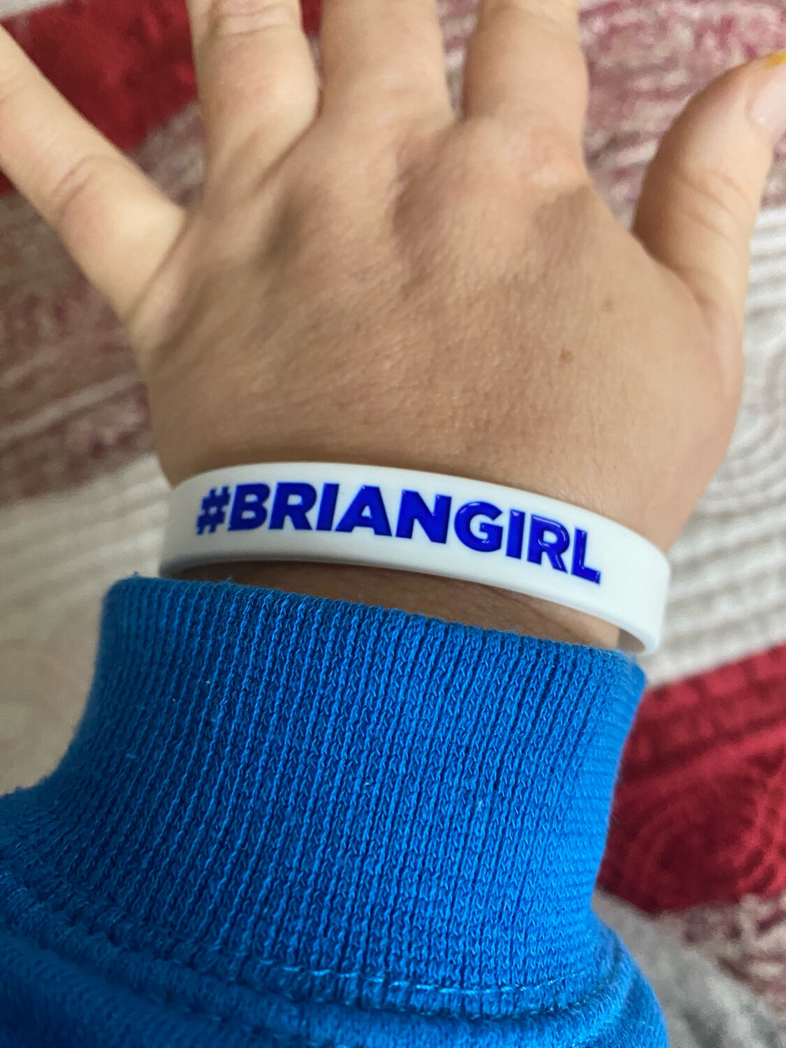 #BRIANGIRL Wristbands White Colour &amp; Blue Text