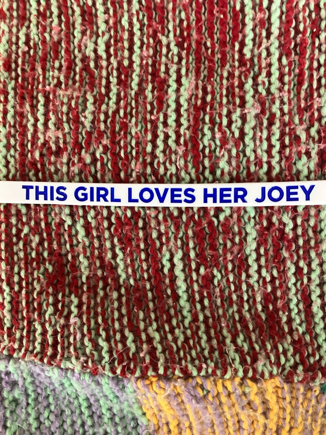 THIS GIRL LOVES HER JOEY Wristbands White Colour &amp; Blue Text