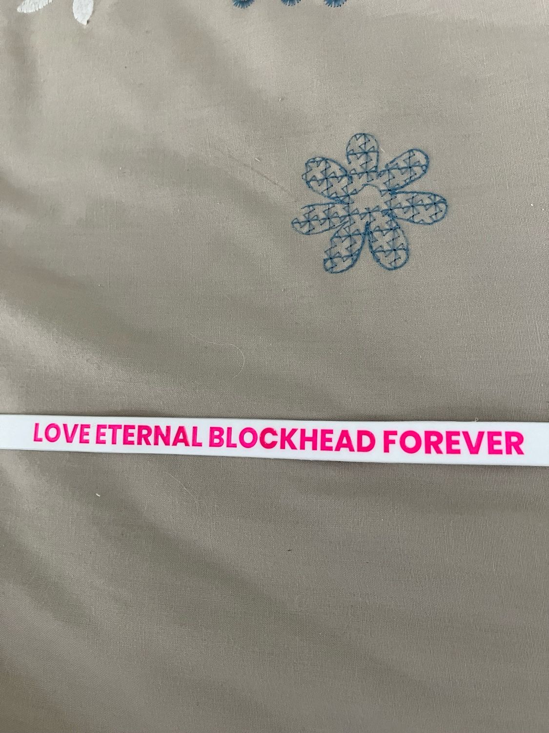 LOVE ETERNAL BLOCKHEAD FOREVER Wristbands White Colour Pink Text