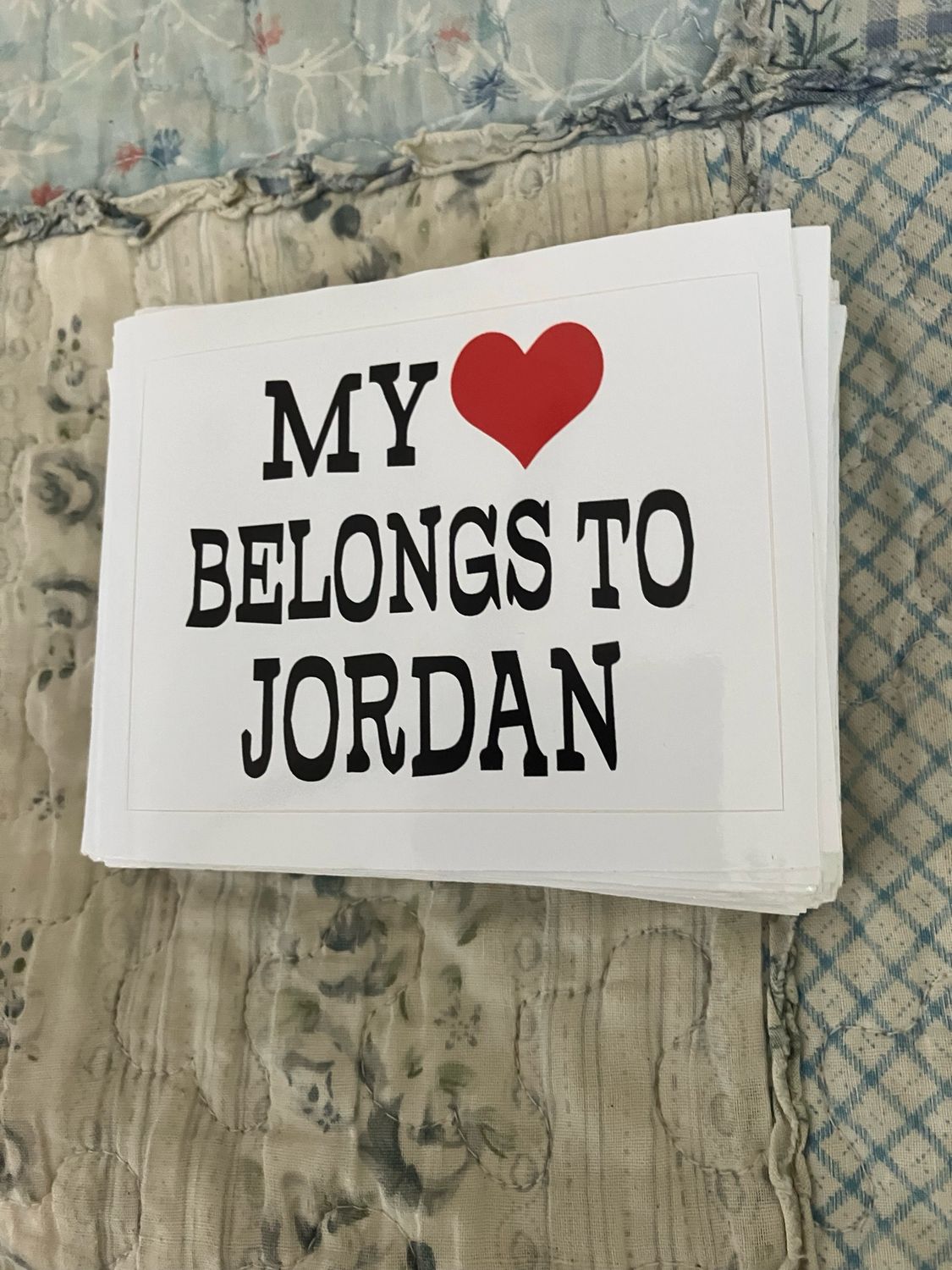 MY ❤️ BELONGS TO JORDAN BUMPER STICKERS