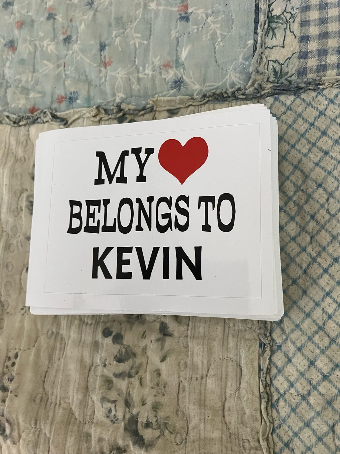 MY ❤️ BELONGS TO KEVIN Bumper Stickers