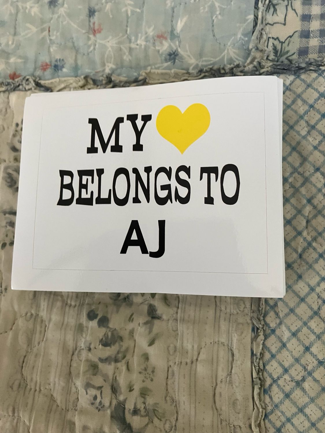 MY 💛 BELONGS TO AJ Bumper Stickers