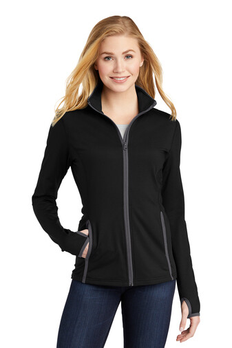 Ladies Sport-Wick® Stretch Contrast Full-Zip Jacket. LST853