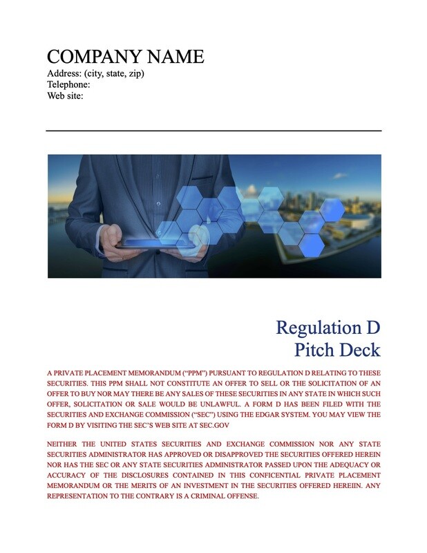 Corporate Regulation D Pitch Deck Corporate Regulation D Pitch Deck