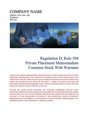 Rule 504 Common Stock With Warrants Rule 504 Common Stock With Warrants