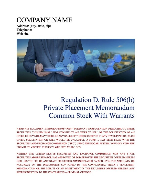 Rule 506(b) Common Stock With Warrants Rule 506(b) Common Stock With Warrants
