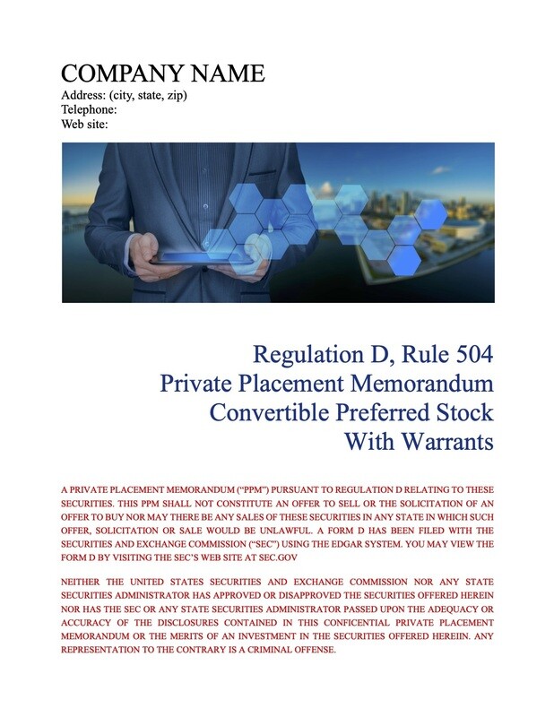 Rule 504 Convertible Preferred Stock With Warrants Rule 504 Convertible Preferred Stock With Warrants