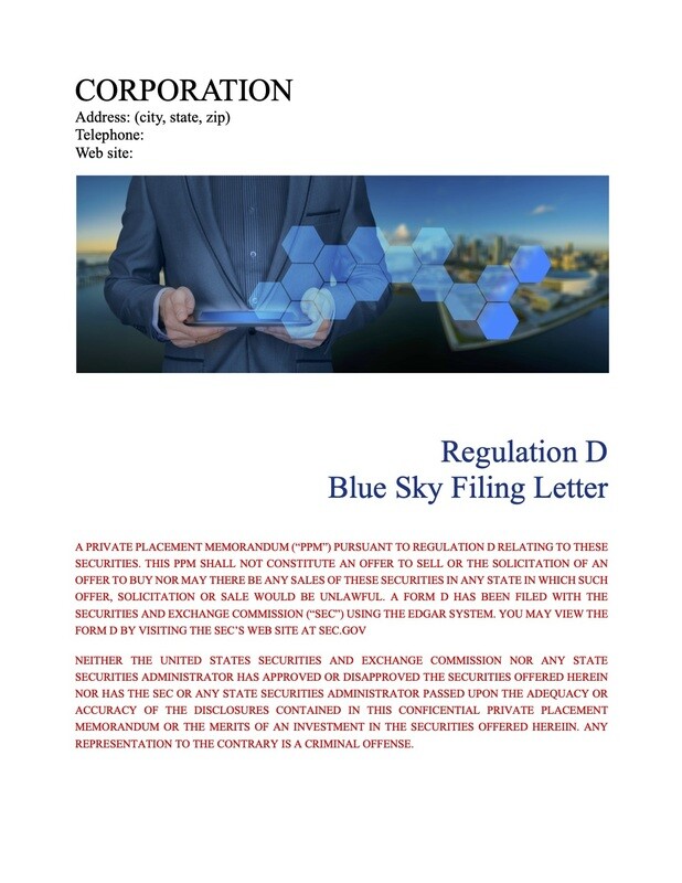 Corporation Blue Sky Filing Letter Corporation Blue Sky Filing Letter