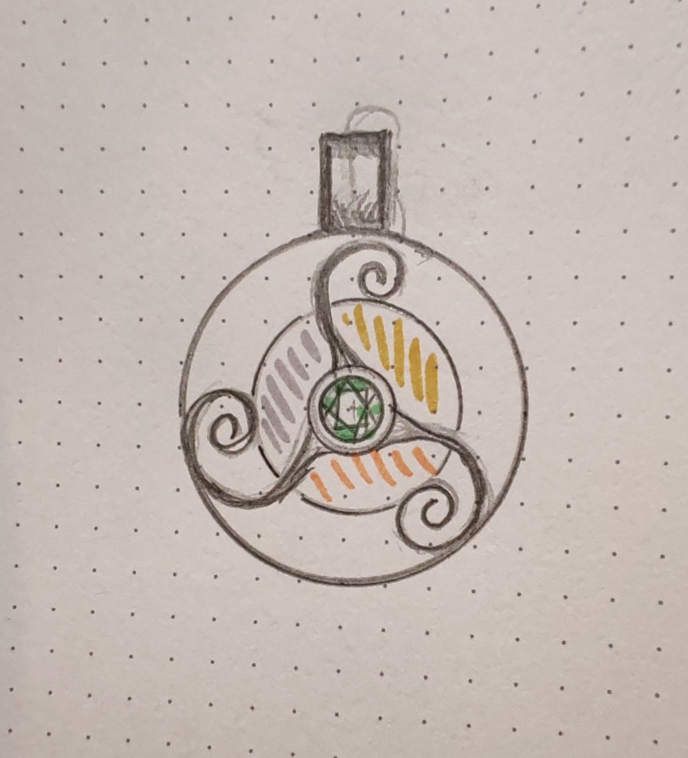 Circle groß mit Triskele und Peridot Circle groß mit Triskele und Peridot