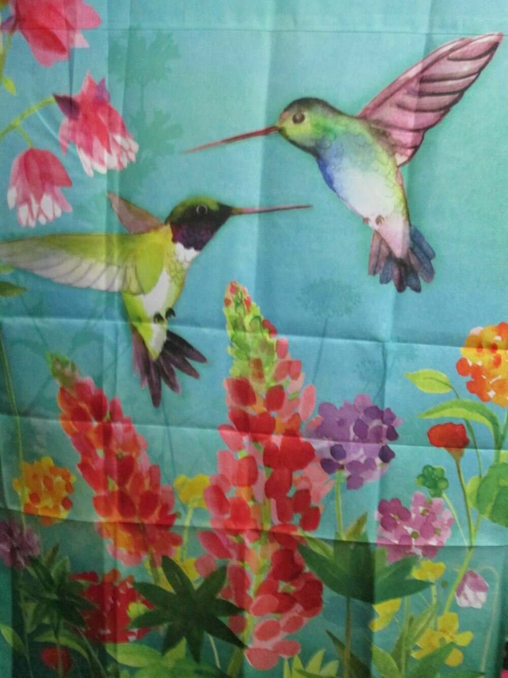 House Banner - Two Hummingbirds and Flowers Approx 28 x 40 inch