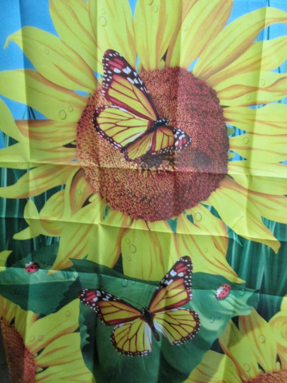 House Banner - Huge Sunflower &amp; Monarchs Approx 28 x 40 inch