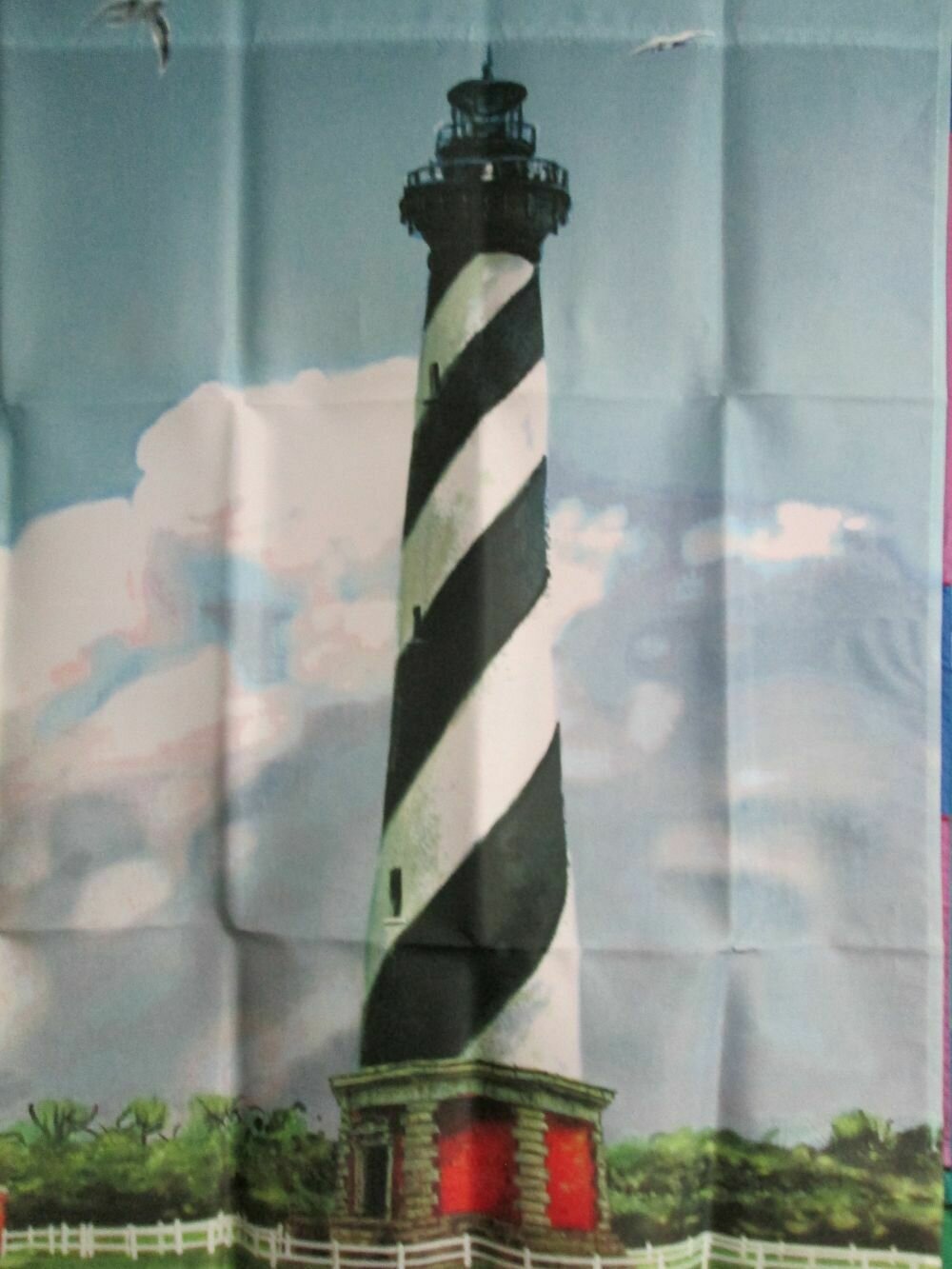 House Banner - Black &amp; White Stripe Lighthouse Approx. 28 x 40 inches
