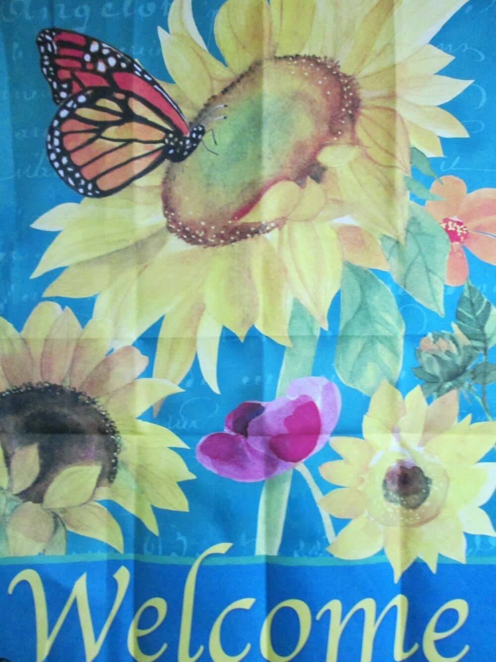 Garden Banner - Welcome Sunflower &amp; Butterflies Approx 11 x 17 inches