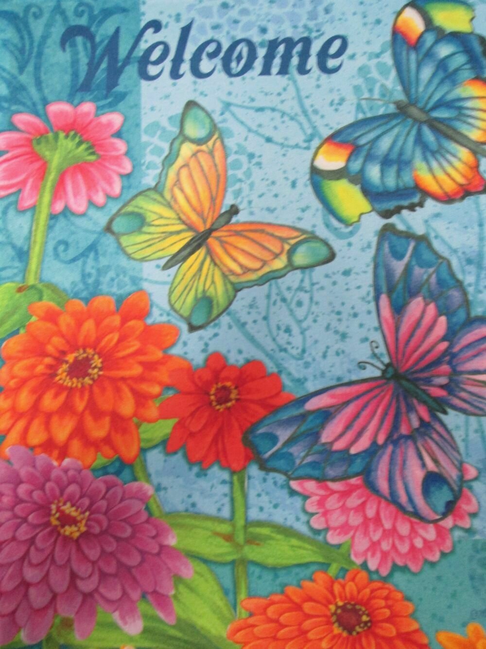 Garden Banner - Butterflies and Flowers Approx 11 x 17 inches