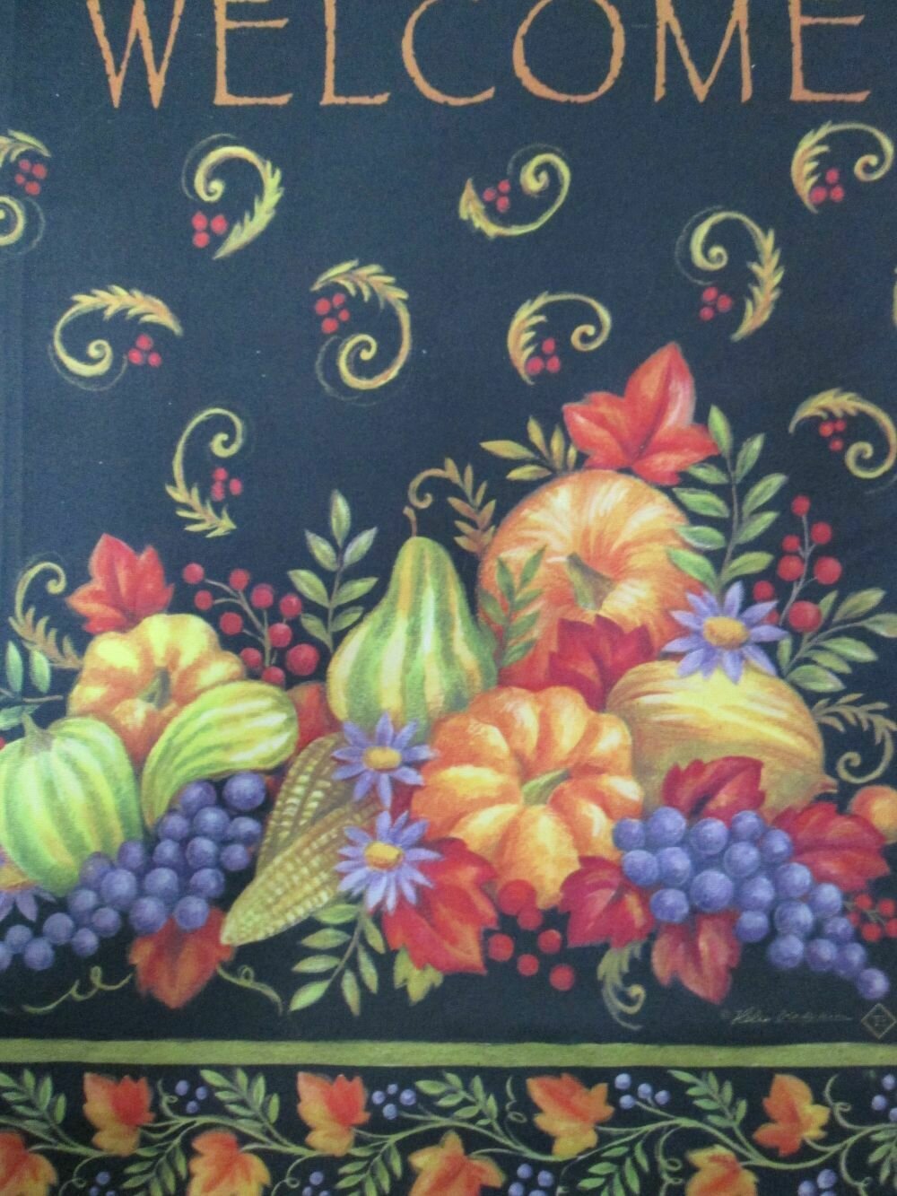 Garden Banner - Cornucopia Welcome Approx 11 x 17 inches
