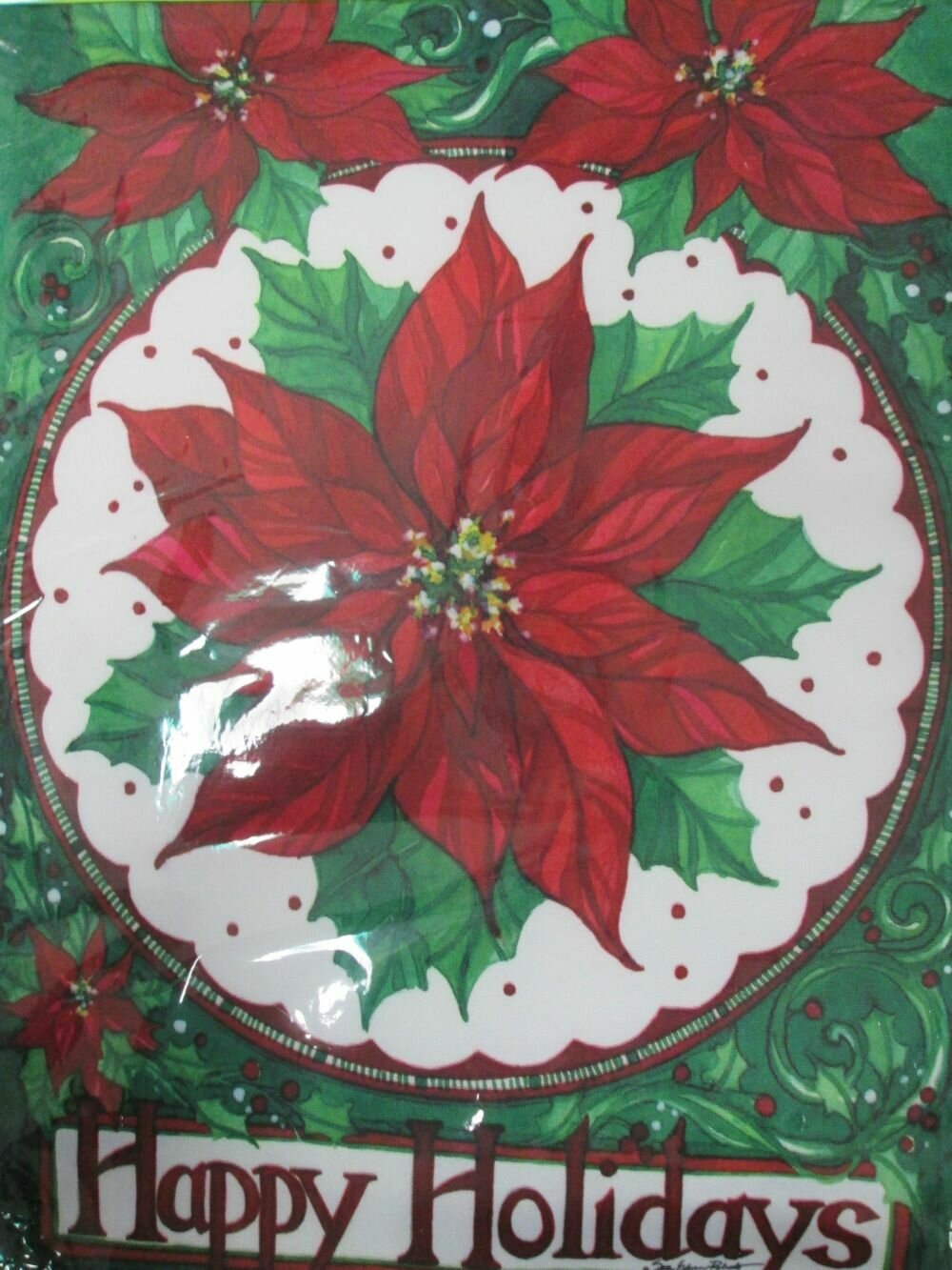 Garden Banner - PoinsettaOnTopCake - Approx 11 x 17 inches