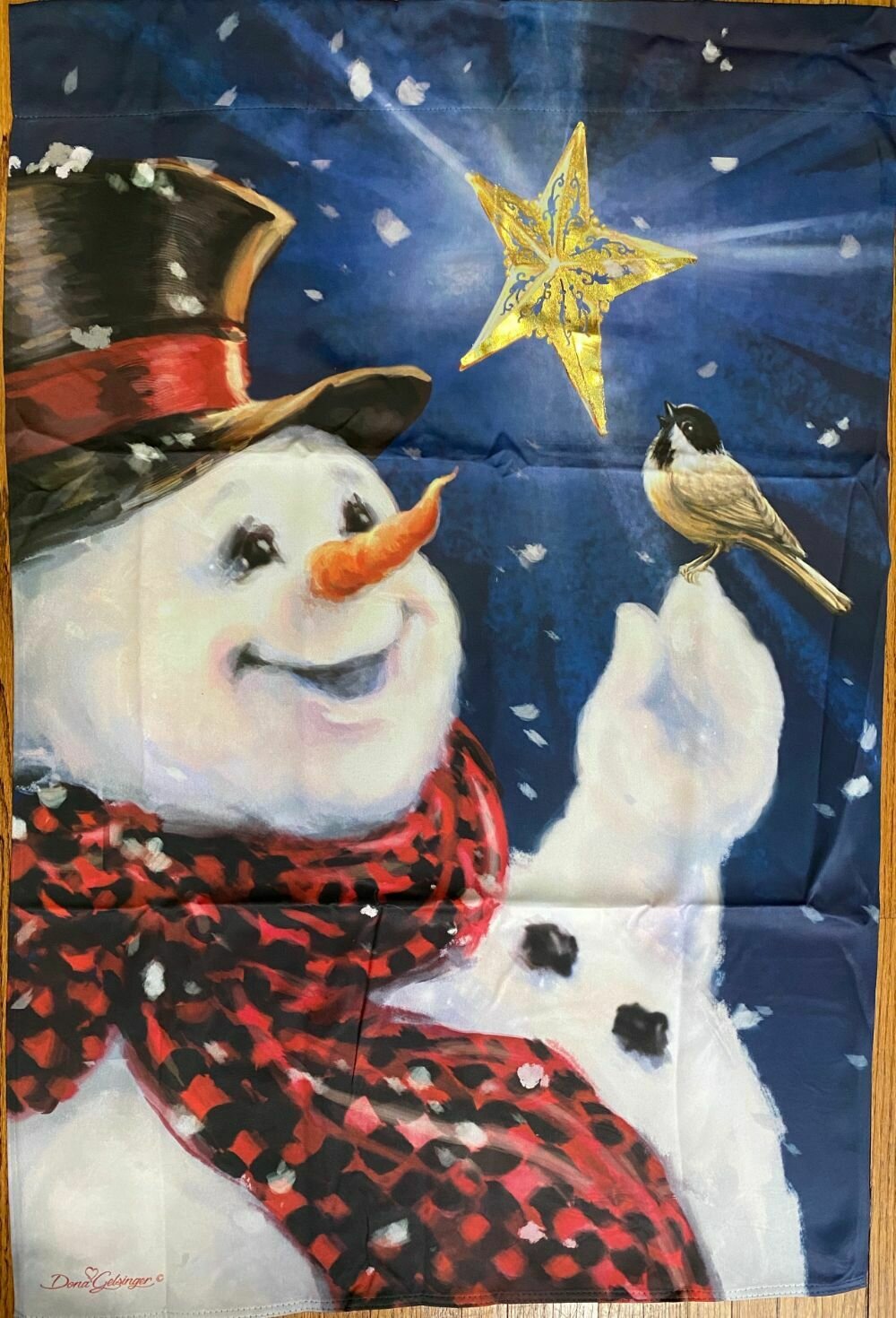 House Banner - Starry Night Snowman - Approx 28 x 40 Inches