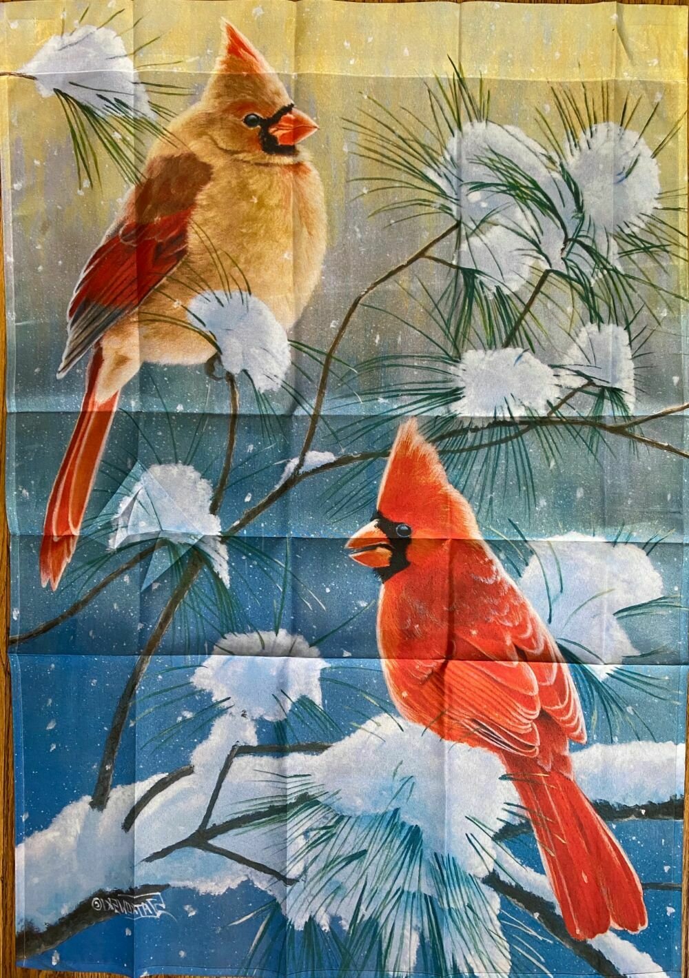 House Banner - Yellow and Red Cardinal - Approx 28 x 40 Inches