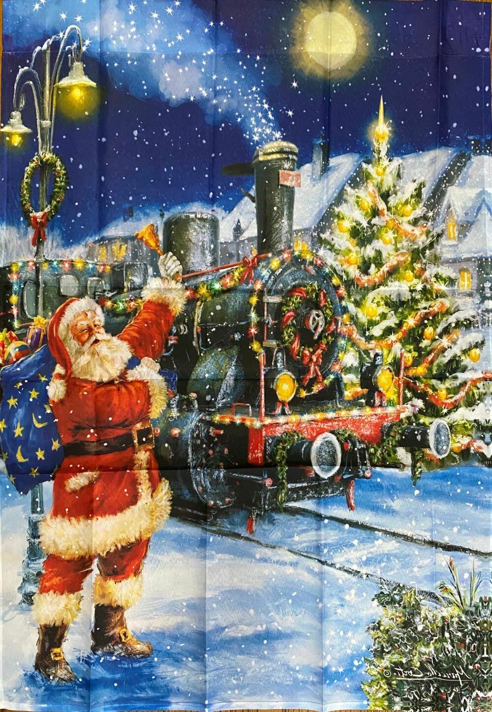 House Banner - Starry Night Santas Train - Approx 28 x 40 Inches