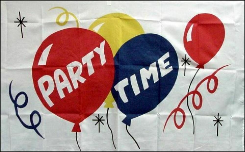 Novelty-Party Time 3x5 ft Satin Polyester
