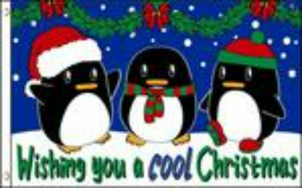 Christmas-Cool Penguins 3x5 ft Satin Polyester