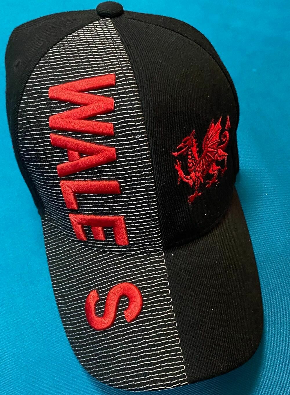 Wales Embroidered Black Hat