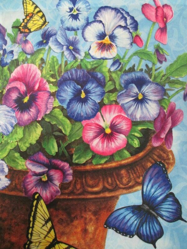 Garden Banner - Pansies in Basket Approx 11 x 17 inches