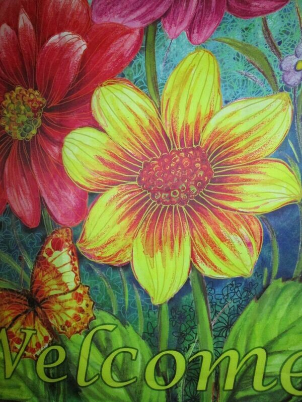 House Banner - Large Yellow Flower Welcome Approx. 28 x 40 inches